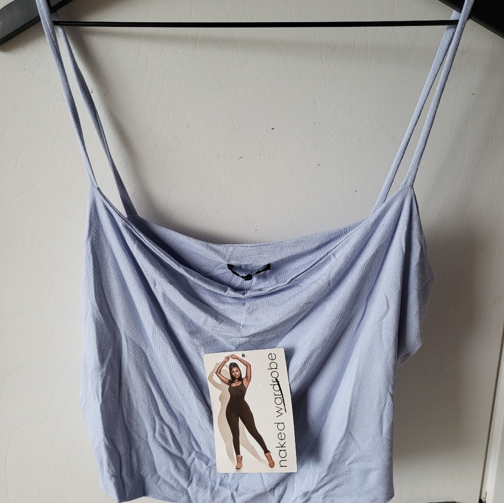 naked wardrobe crop top sky blue size 2X